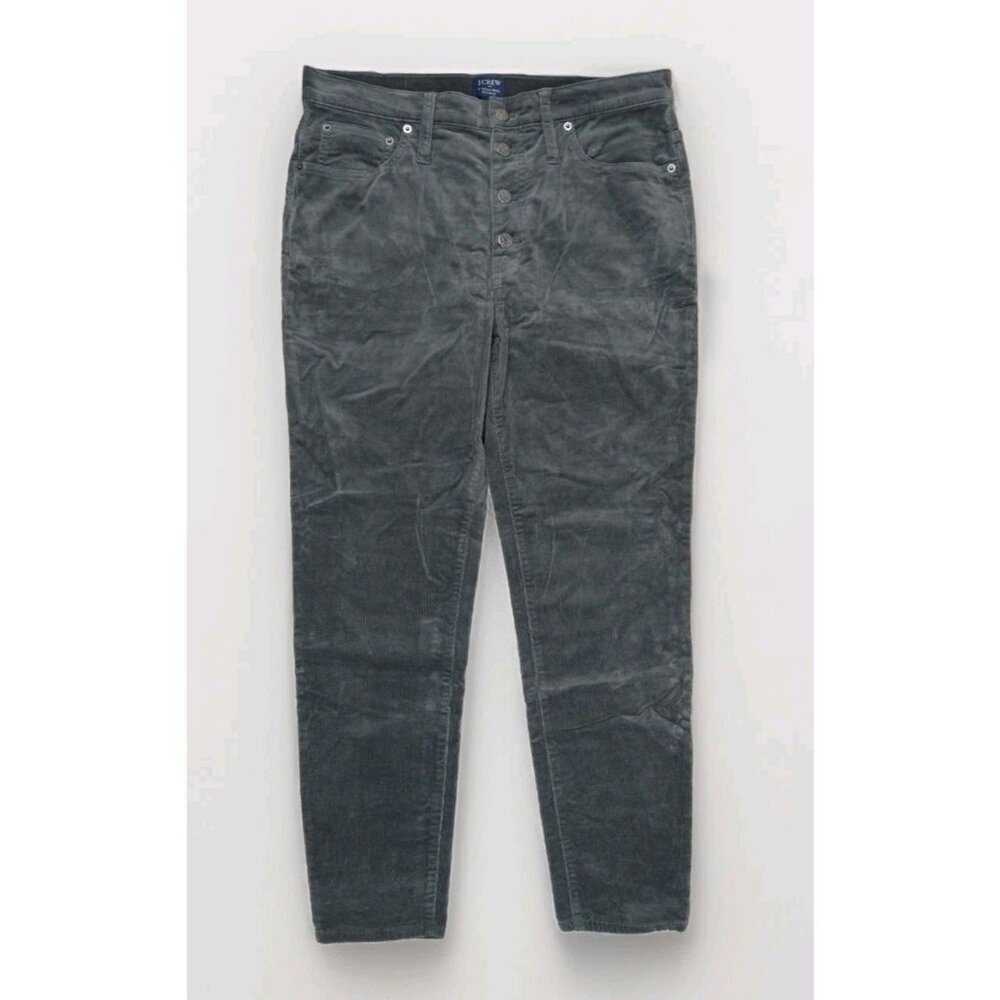 J Crew Women's 9" High Rise Skinny Fit Pants Gray Corduroy Button Fly Size‎ 31